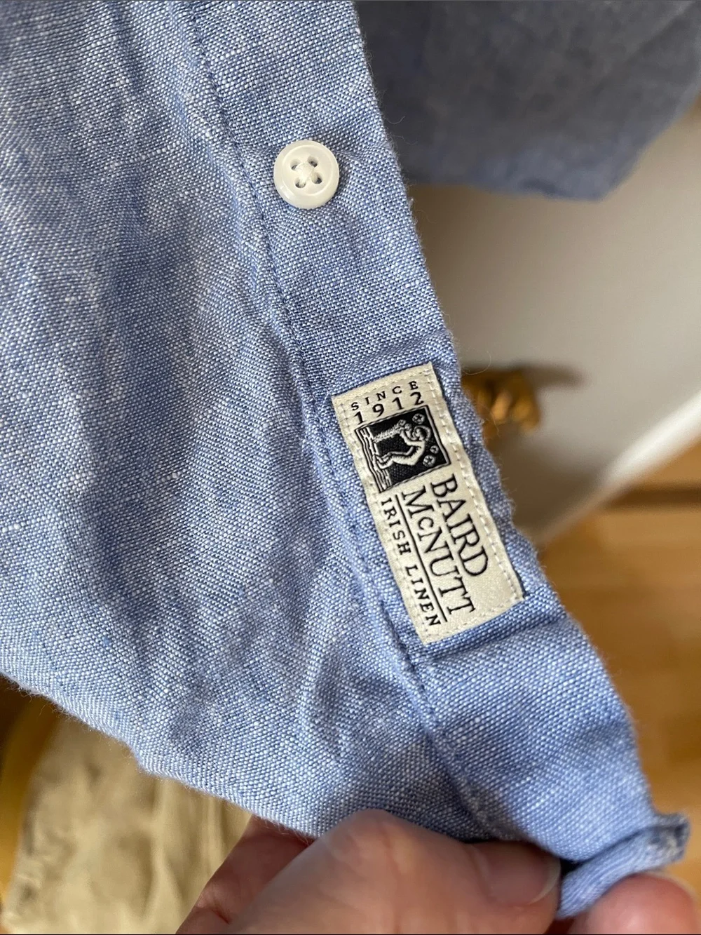 J. Crew Irish Linen Light Blue Short-Sleeve Button-Down Shirt